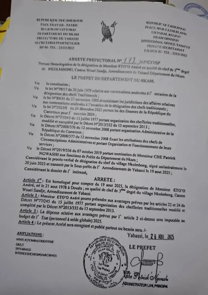 Village Nkolmbong : Du faux dans la chefferie