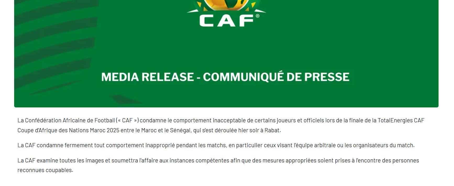 Caf finale sénégal Maroc