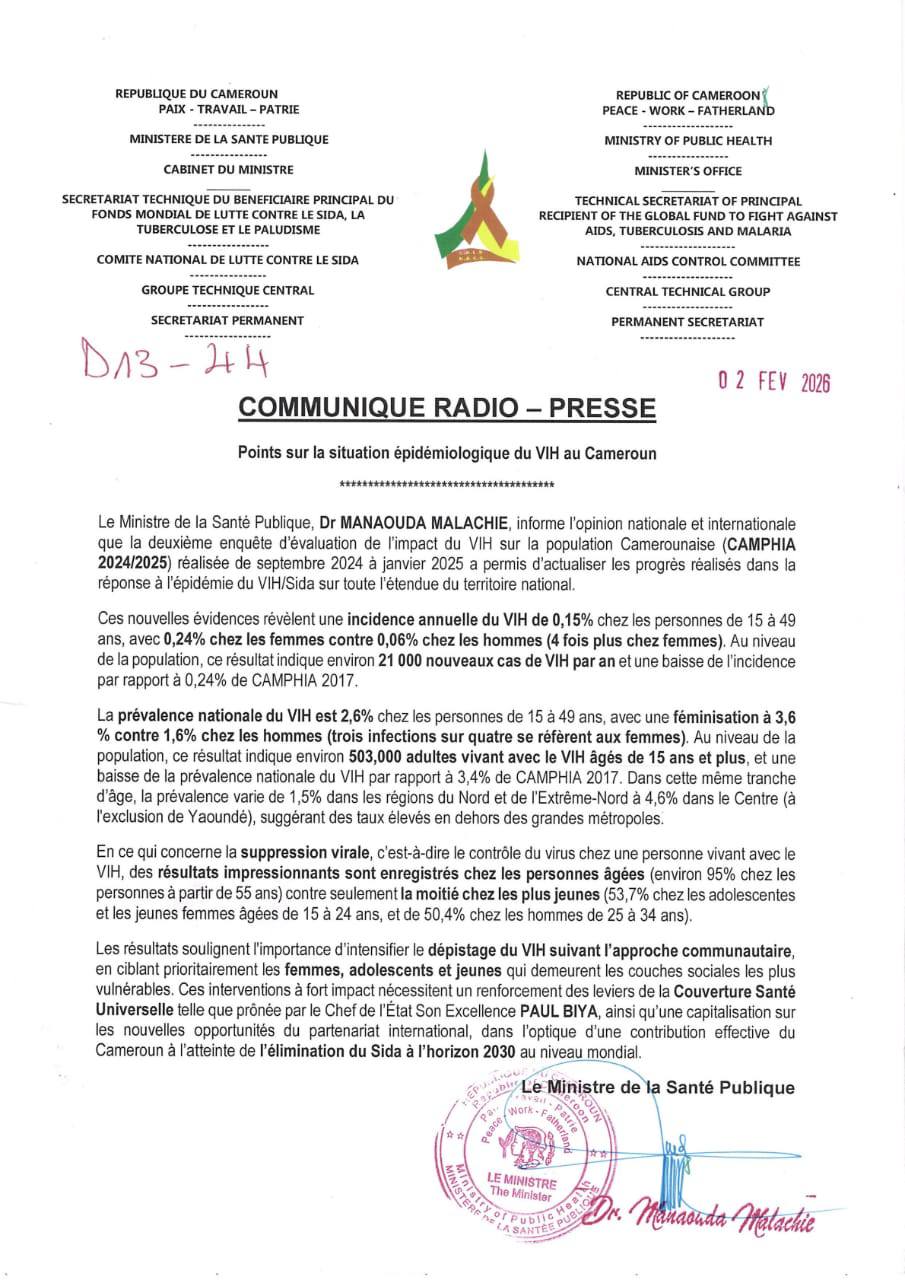 communiqué VIH Cameroun