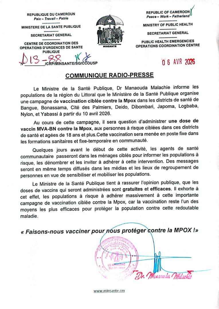 mpox communiqué  littoral